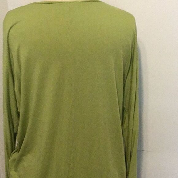 Chico’s Tee Shirt Lime Green Cold Shoulder Jersey Long Sleeve Zipper Size L - Picture 6 of 10